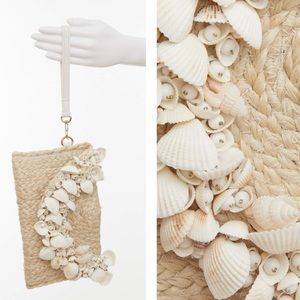 Summer natural rope and seashells clutch